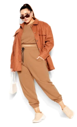 City Chic CCX Brown Cuffed Joggers