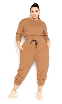 City Chic CCX Brown Cuffed Joggers -Bold Fit Store 210417BISCUIT 3