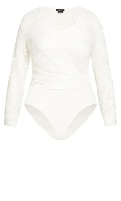 City Chic White Lace Wrap Top -Bold Fit Store 210466CREME 5