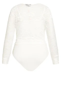 City Chic White Lace Wrap Top -Bold Fit Store 210466CREME 6