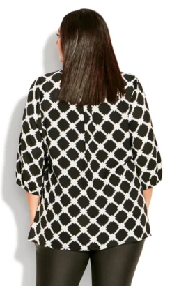 Avenue Black Meila Zip Print Top -Bold Fit Store 210558BRUSHEDDIAMOND 3