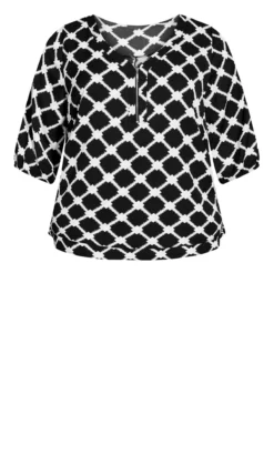 Avenue Black Meila Zip Print Top -Bold Fit Store 210558BRUSHEDDIAMOND 5