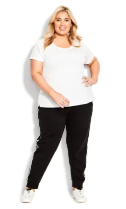 Avenue Ave Leisure Black Double Stripe Jogger