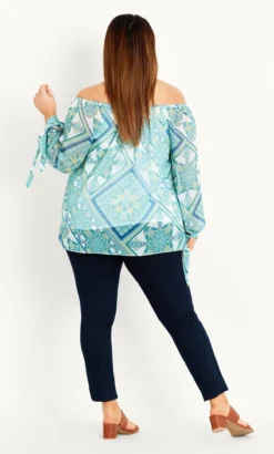Evans Green Paisley Bardot Top -Bold Fit Store 210737GREENMINT 4