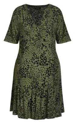 Evans Green Animal Dress -Bold Fit Store 210738KHAKI 13