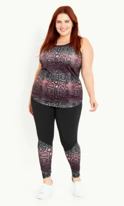 Evans Black & Pink Animal Print Active Sports Top