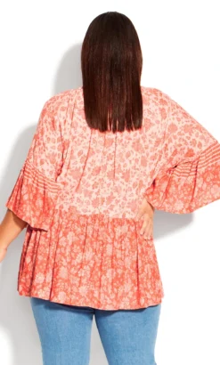 Avenue Orange Ember Peasant Top -Bold Fit Store 210849FEELINGPEACHY 3