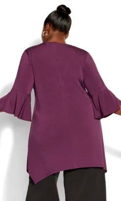 Avenue Purple Bell Sleeve Hanky Hem Top 10 Avenue Purple Bell Sleeve Hanky Hem Top -Bold Fit Store 210891IRIS 3