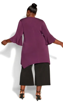 Avenue Purple Bell Sleeve Hanky Hem Top 11 Avenue Purple Bell Sleeve Hanky Hem Top -Bold Fit Store 210891IRIS 4