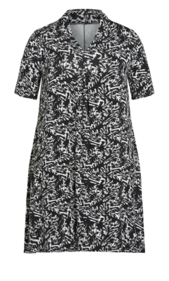 Evans Black & White Abstract Print Jersey Mini Dress -Bold Fit Store 211007MONOABSTRACT 3