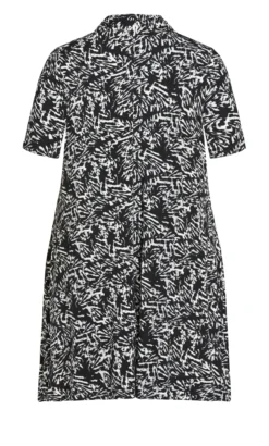 Evans Black & White Abstract Print Jersey Mini Dress -Bold Fit Store 211007MONOABSTRACT 4