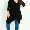 Avenue Evans Black Enley Plain Tunic