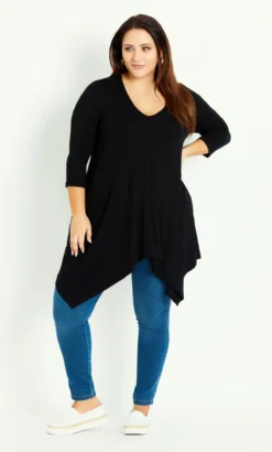 Avenue Evans Black Enley Plain Tunic