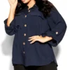 City Chic Navy Blue Button Down Utility Shirt