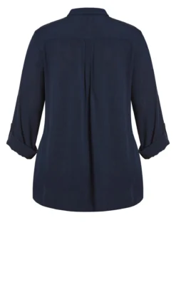 City Chic Navy Blue Button Down Utility Shirt -Bold Fit Store 211030NAVY 6