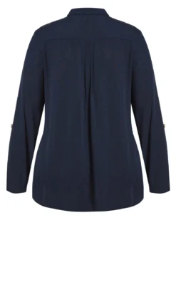 City Chic Navy Blue Button Down Utility Shirt -Bold Fit Store 211030NAVY 8