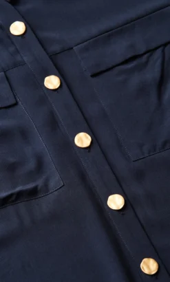 City Chic Navy Blue Button Down Utility Shirt -Bold Fit Store 211030NAVY 9