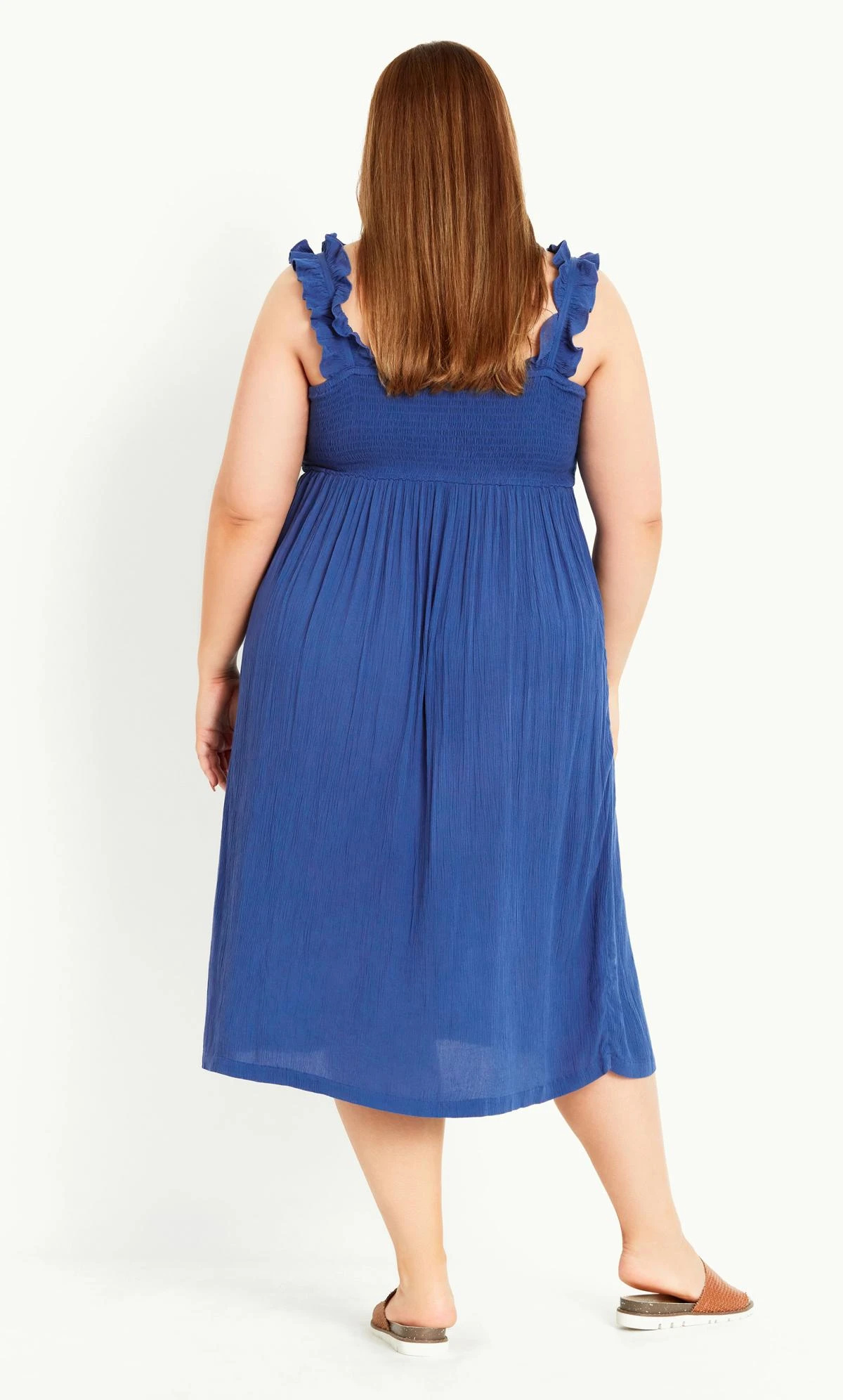 Evans Blue Shirred Ruffle Dress 2 Evans Blue Shirred Ruffle Dress - Image 2