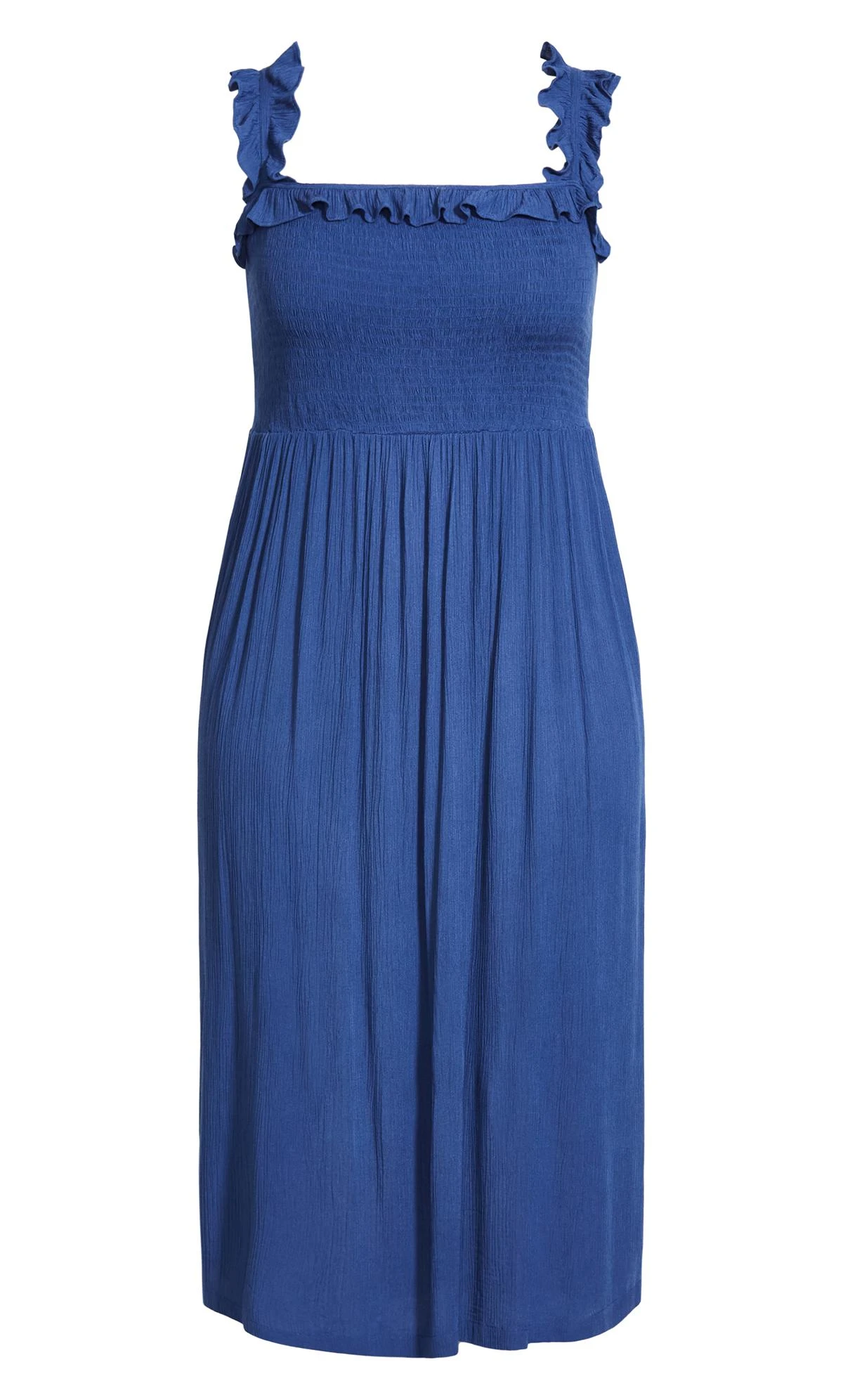 Evans Blue Shirred Ruffle Dress 3 Evans Blue Shirred Ruffle Dress - Image 3