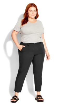 Evans Black Slim Leg Cropped Trousers