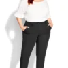 Evans Black High Waisted Slim Fit Trousers