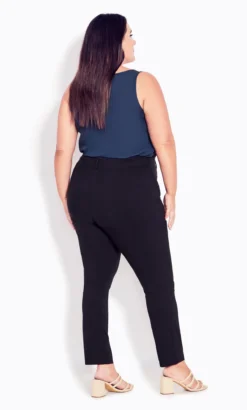 Evans Black Pinktuck Front Slim Fit Trousers -Bold Fit Store 211269BLACK 2