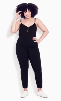 Evans Black Slim Leg Pintuck Front Trousers