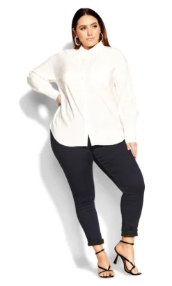 City Chic White Button Through Shirt