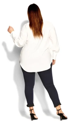 City Chic White Button Through Shirt -Bold Fit Store 211297IVORY 4