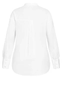 City Chic White Button Through Shirt -Bold Fit Store 211297IVORY 6