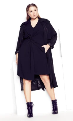City Chic Black Twisted Knot Shift Dress