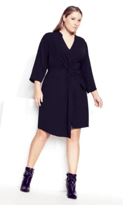 City Chic Black Twisted Knot Shift Dress -Bold Fit Store 211308BLACK 4