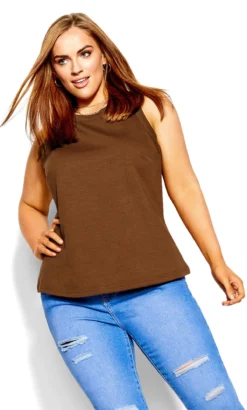 City Chic Brown Pared Back Tank