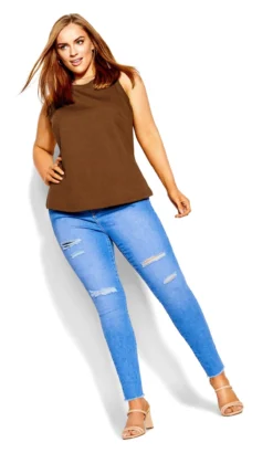 City Chic Brown Pared Back Tank -Bold Fit Store 211317COCOA 4