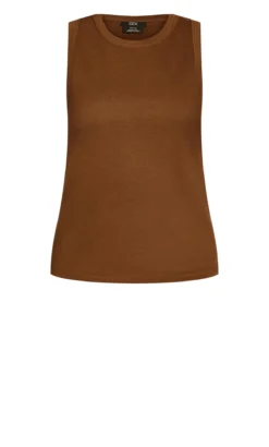 City Chic Brown Pared Back Tank -Bold Fit Store 211317COCOA 6