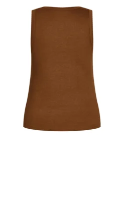 City Chic Brown Pared Back Tank -Bold Fit Store 211317COCOA 7