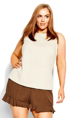 City Chic Ivory Pared Back Tank -Bold Fit Store 211317PEARL 3