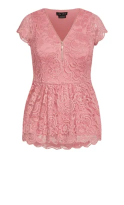 City Chic Pink Lace Peplum Top -Bold Fit Store 211331MISTYROSE 5