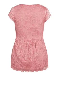 City Chic Pink Lace Peplum Top -Bold Fit Store 211331MISTYROSE 6
