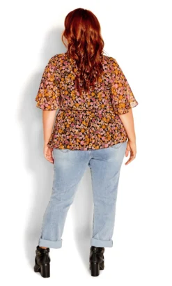 City Chic Black & Pink Floral Wrap Top 9 City Chic Black & Pink Floral Wrap Top -Bold Fit Store 211336BLKSPRINGBUNCH 4