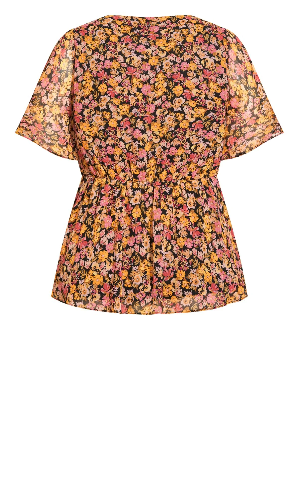 City Chic Black & Pink Floral Wrap Top 6 City Chic Black & Pink Floral Wrap Top - Image 6