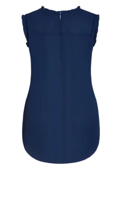 City Chic Navy Blue Lace Yoke Dipped Hem Blouse -Bold Fit Store 211357NAVY 6