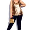 City Chic Bronze Metallic Vest Top