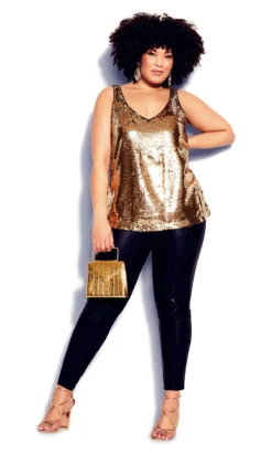 City Chic Bronze Metallic Vest Top