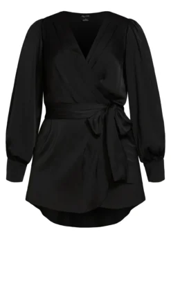 City Chic Black Opulent Hanky Hem Top -Bold Fit Store 211402BLACK 21