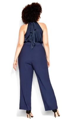 City Chic Navy Blue Satin Halterneck Top -Bold Fit Store 211434NAVY 3