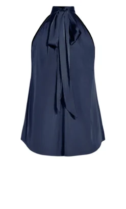 City Chic Navy Blue Satin Halterneck Top -Bold Fit Store 211434NAVY 8