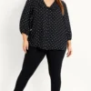 Evans Black Spot Collar Top