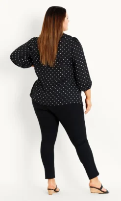 Evans Black Spot Collar Top -Bold Fit Store 211555PRINT 13