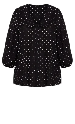 Evans Black Spot Collar Top -Bold Fit Store 211555PRINT 14